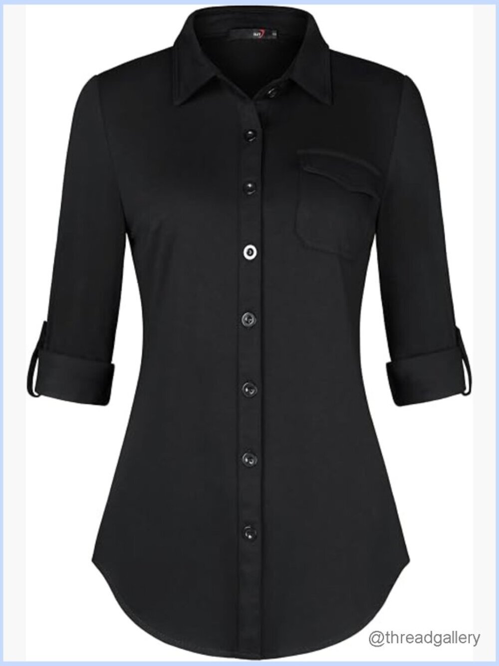 Women's Long Sleeve Button Down Shirt Stretchy Knit Work Blouse